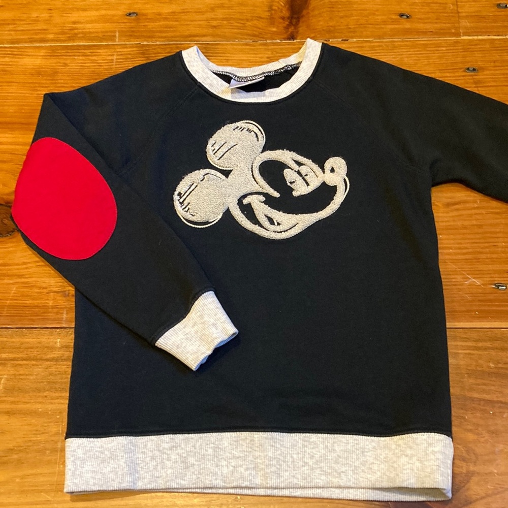 Hanna Andersson Black & Gray Mickey Sweatshirt with Red Elbow Patch